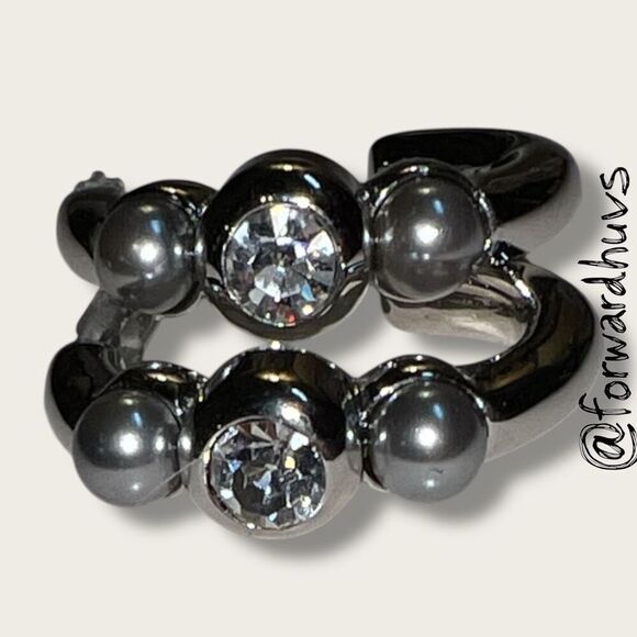 Bundle Sale 3 for $15 | Silver-Tone Hoop on Stud Earrings - Picture 5 of 8